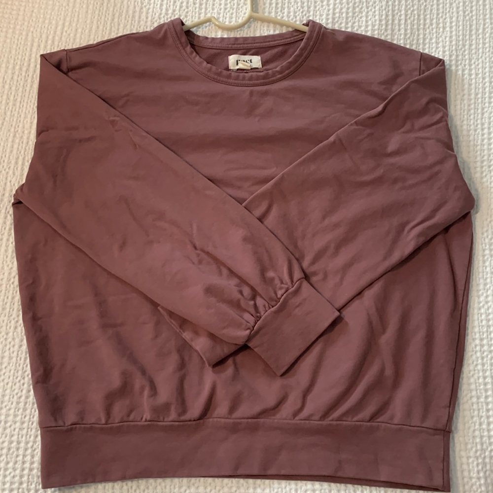Pact Organic Women’s Open Back Sweatshirt, mauve/warm muted purple, size Medium
